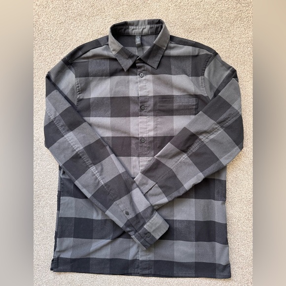 Mens Lululemon Masons Peak Plaid Flannel Shirt Size Large Like New - Picture 1 of 12